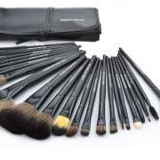 New 24 Pcs/Set Makeup Brush Cosmetic Set Kit Packed In High Quality Leather Case - Black
