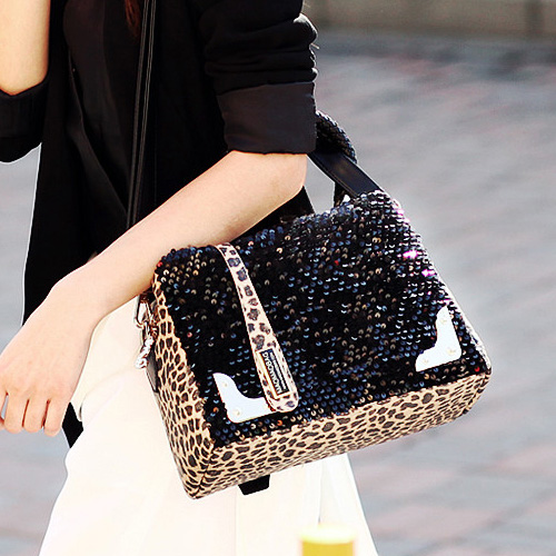 Stylish Black And Leopard Print Fashion Hand Bag on Luulla