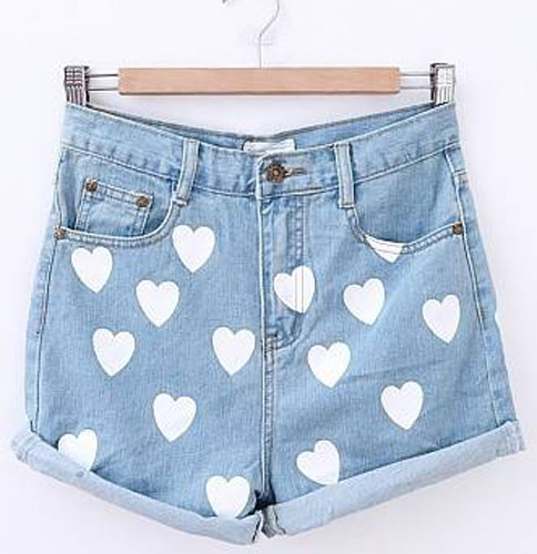Sweet Love Type Printed Women Jeans Short Pants on Luulla