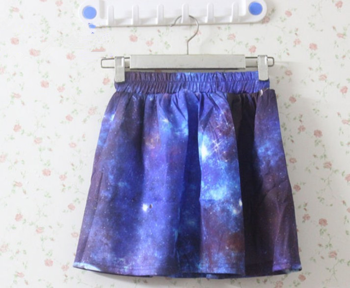 Blue Sky Universe Print Elastic Skirt on Luulla