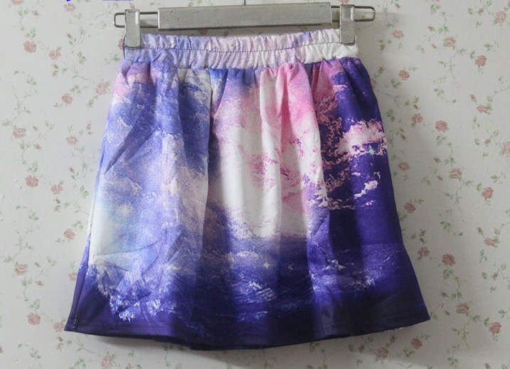 Sky Universe Print Elastic Skirt on Luulla